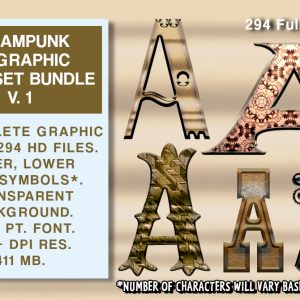 Steampunk Graphics Text Set Bundle #1