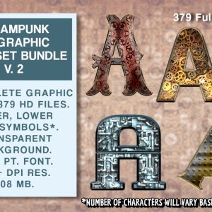 Steampunk Graphics Text Set Bundle #2