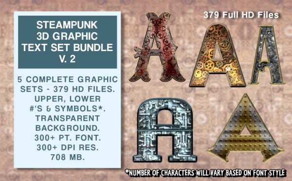 Steampunk Graphics Text Set Bundle #2