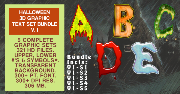 Halloween 3D Text Set Bundle 1