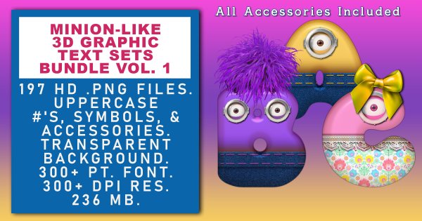 Minion-like Graphic Text Bundle