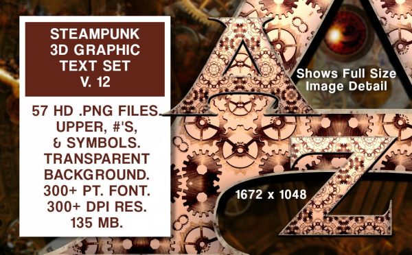 Steampunk Graphics Text Set #12