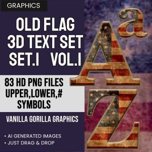 old flag 3d graphic text set v1