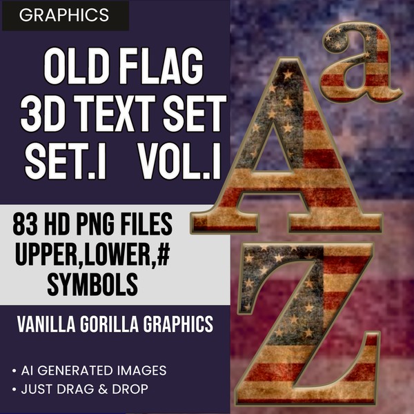 old flag 3d graphic text set v1